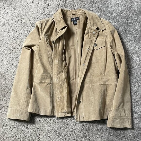 Style & Co light brownTan Suede Leather Jacket Women's Size‎ XL - Picture 6 of 11